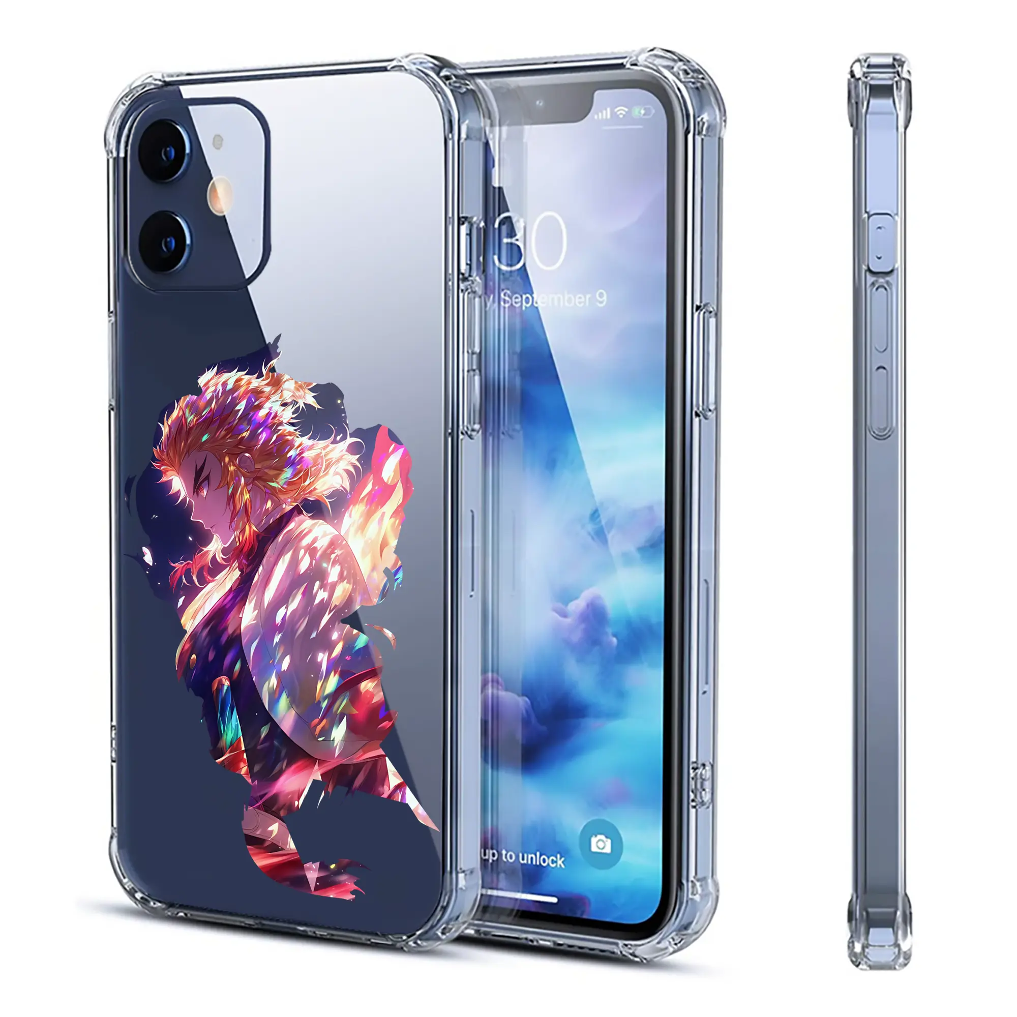 鬼滅の刃 グッズ,煉獄 杏寿郎 - IPhone 12シリーズ対応 ・ 透明スマホケース ・ クリアソフトケース ・ TPU素材 ・ 耐衝撃 ・ 高密着 ・ 防汚 防指紋 ・ 簡単着脱